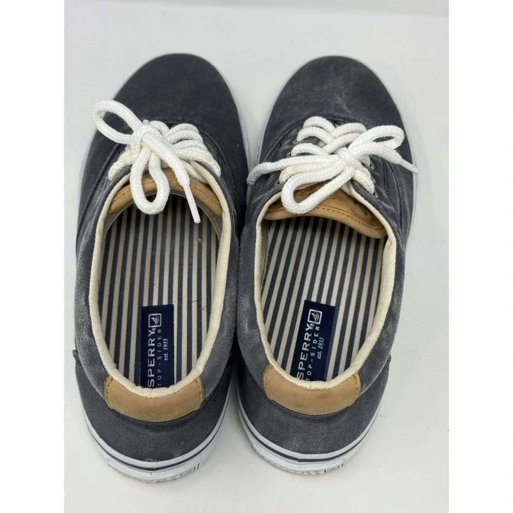 Sperry Top-Sider Men's Gray Distressed Canvas LaceUp Sneakers Breathable Sz 10.5